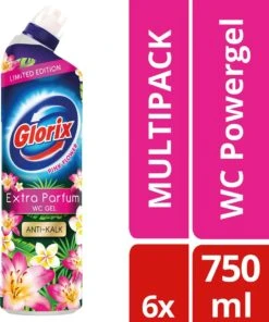 Glorix WC Powergel Toiletreiniger Pink Flower - 6 X 750 Ml - Voordeelverpakking -Huishoudelijke Winkel 1003x1200