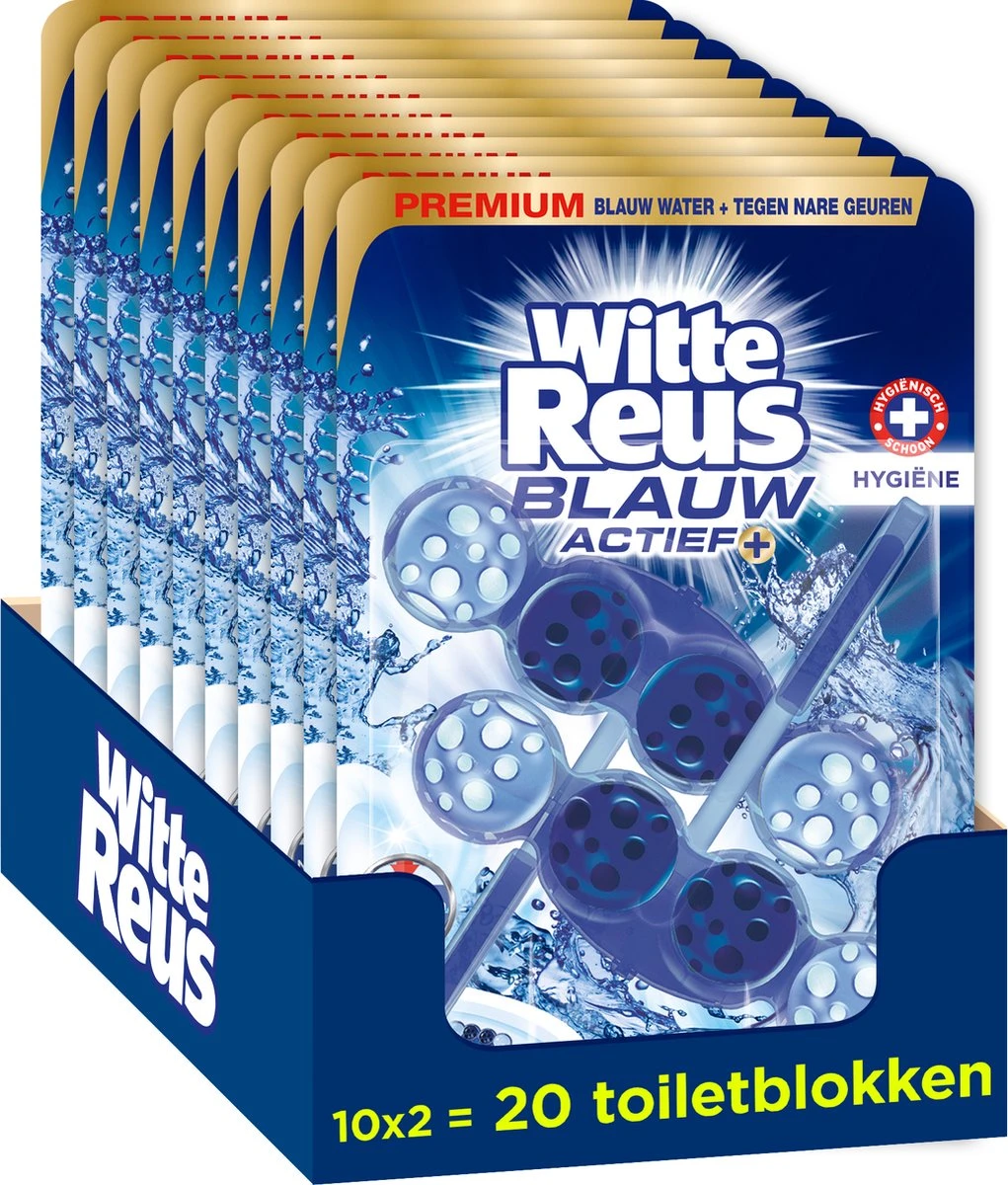 Witte Reus Blauw Actief Toiletblok - Hygiëne - WC Blokjes Voordeelverpakking 20 Stuks 3 Witte Reus Blauw Actief Toiletblok - Hygiëne - WC Blokjes Voordeelverpakking 20 Stuks
