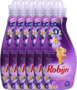 Robijn Creations Wasverzachter VOORDEELVERPAKKING 6X 1,25L. 300 Wasbeurten "Paarse Orchidee & Bosbessen" -Huishoudelijke Winkel 1027x1200