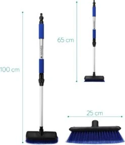 Navaris Telescopische Autowasborstel - Watergevoerde Wasborstel Voor Auto's En Ramen Met Uitschuifbare Lange Handgreep En Zachte Haren - Blauw -Huishoudelijke Winkel 1037x1200