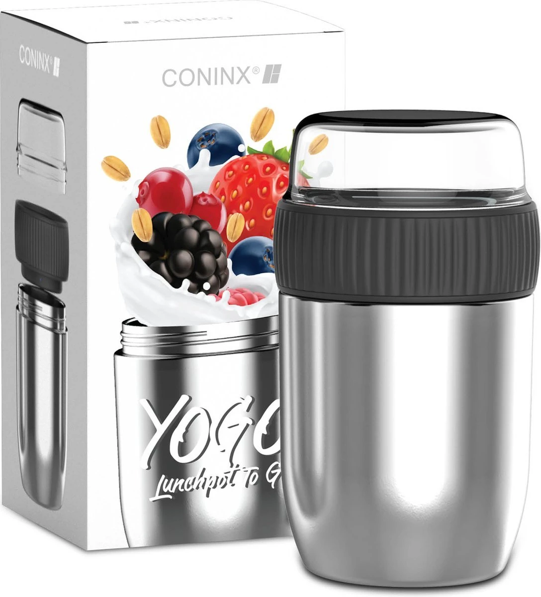 Coninx Thermos Lunchbox - Muesli Beker To Go - Isoleer Lunchpot - Yoghurtbeker To Go - Mueslibeker 840ml (600ml+240ml) - RVS 12 Coninx Thermos Lunchbox - Muesli Beker To Go - Isoleer Lunchpot - Yoghurtbeker To Go - Mueslibeker 840ml (600ml+240ml) - RVS - Afbeelding 10