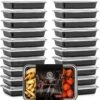 Meal Prep Bakjes - 20 Stuks - 1 Compartiment - Lunchbox - Diepvriesbakjes - Vershoudbakjes - Plastic Bakjes Met Deksel - Magnetron Bakjes Met Deksel - Meal Prep - Vershouddoos - 1L - BPA Vrij - Fitcrafters -Huishoudelijke Winkel 1162x1200