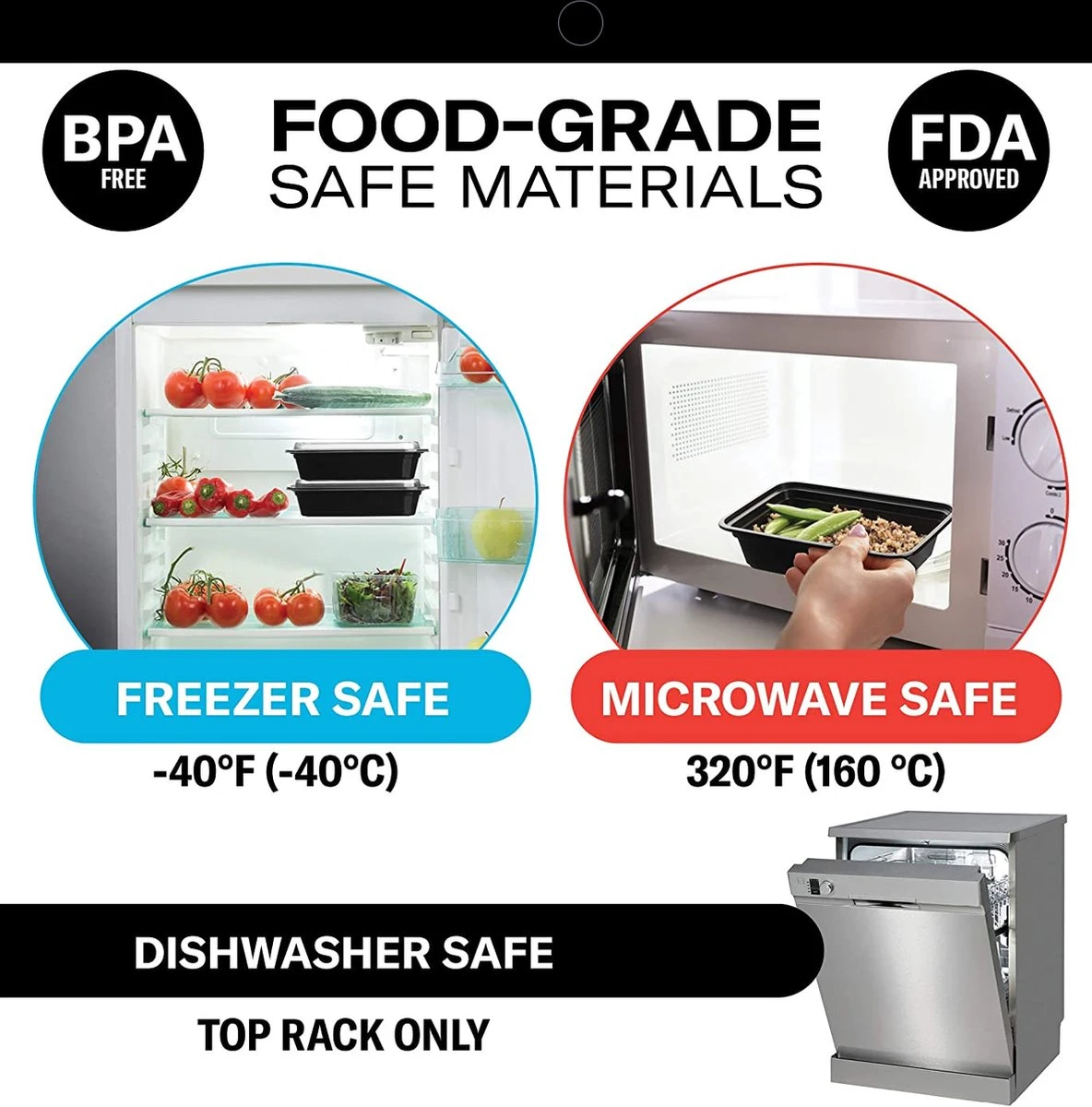 Buxibo - 50 Meal Prep Bakjes - Salade/Lunch Box - Diepvriesbakjes - Vershoudbakjes - Plastic Bakjes Met Deksel - Vershouddoos - Magnetron Vaatwasser Bestendig - 24 Oz/0.7 Liter Inhoud - Herbruikbaar - Kunststof - BPA Vrij - Zwart 7 Buxibo - 50 Meal Prep Bakjes - Salade/Lunch Box - Diepvriesbakjes - Vershoudbakjes - Plastic Bakjes Met Deksel - Vershouddoos - Magnetron Vaatwasser Bestendig - 24 Oz/0.7 Liter Inhoud - Herbruikbaar - Kunststof - BPA Vrij - Zwart - Afbeelding 6