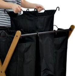 JASC Wasmand 3 Vakken - Wassorteerder - Wasmanden - Zwart - Bamboe - 128 Liter -Huishoudelijke Winkel 1186x1200 2