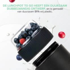 Coninx Yoghurtbeker To Go - Muesli Beker To Go - Lunchbeker - Mueslibeker 640ml (450ml+190ml) - Zwart -Huishoudelijke Winkel 1199x1200 6