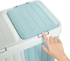 Sumpas - Wasmand - 2 Vakken - Met Touch Deksel - 80 Liter - Antraciet/Wit - 100% Gerecycled Plastic -Huishoudelijke Winkel 1200x1054
