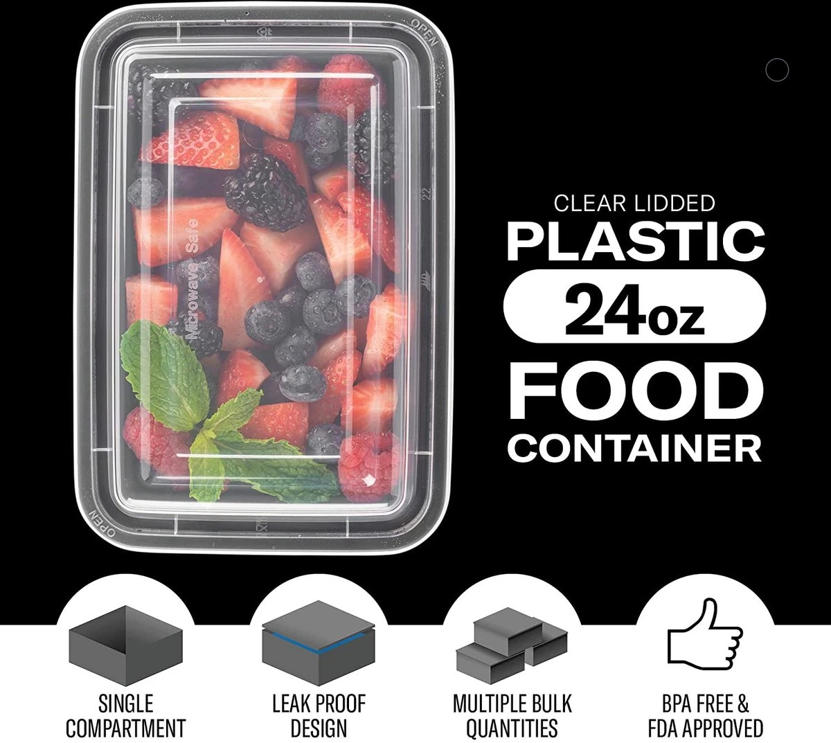 Buxibo - 50 Meal Prep Bakjes - Salade/Lunch Box - Diepvriesbakjes - Vershoudbakjes - Plastic Bakjes Met Deksel - Vershouddoos - Magnetron Vaatwasser Bestendig - 24 Oz/0.7 Liter Inhoud - Herbruikbaar - Kunststof - BPA Vrij - Zwart 8 Buxibo - 50 Meal Prep Bakjes - Salade/Lunch Box - Diepvriesbakjes - Vershoudbakjes - Plastic Bakjes Met Deksel - Vershouddoos - Magnetron Vaatwasser Bestendig - 24 Oz/0.7 Liter Inhoud - Herbruikbaar - Kunststof - BPA Vrij - Zwart - Afbeelding 7