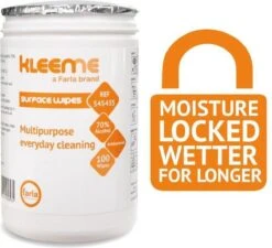 Schoonmaakdoekjes - Ontsmettingsdoekjes - Desinfectiedoekjes - Desinfectie Doekjes - KleenMe - Alcohol Doekjes - Alcoholdoekjes - Allesreiniger Zachte Antibacteriële Alcohol Wipes- 100 Doekjes - Met Dispenser - 70% Alcohol - 185 X 110mm -Huishoudelijke Winkel 1200x1092