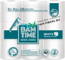 BAMTIME BamboeTissuepapier 4-laags Wc Papier - Wit Color Gebleekt 27 (3*9) Rollen 10 BAMTIME BamboeTissuepapier 4-laags Wc Papier - Wit Color Gebleekt 27 (3*9) Rollen -Huishoudelijke Winkel 1200x1115