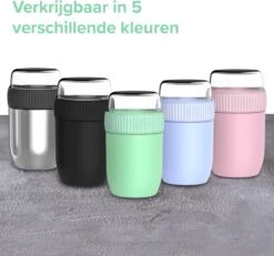 Coninx Thermos Lunchbox - Muesli Beker To Go - Isoleer Lunchpot - Yoghurtbeker To Go - Mueslibeker 840ml (600ml+240ml) - RVS / Zwart -Huishoudelijke Winkel 1200x1123