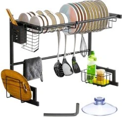 Afdruiprek Droger Zwart Voor Bestek Boven De Gootsteen 65 Cm X 29 Cm X 52 Cm -Huishoudelijke Winkel 1200x1154 1