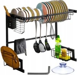 Afdruiprek Droger Zwart Voor Bestek Boven De Gootsteen 65 Cm X 29 Cm X 52 Cm -Huishoudelijke Winkel 1200x1167