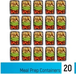 Meal Prep Bakjes - 20 Stuks - 1 Compartiment - Lunchbox - Diepvriesbakjes - Vershoudbakjes - Plastic Bakjes Met Deksel - Magnetron Bakjes Met Deksel - Meal Prep - Vershouddoos - 1L - BPA Vrij - Fitcrafters -Huishoudelijke Winkel 1200x1171 1