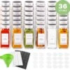 36 Glazen Kruidenpotjes Vierkant Met Deksel - Kruidenstrooier - Complete Set Met Strooideksels, Voorbedrukte Stickers En Trechter - Inhoud 120 Ml - 10,5 X 4,3 Cm -Huishoudelijke Winkel 1200x1182 3