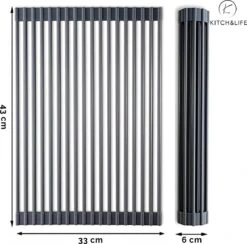 Kitch&Life Afdruiprek Oprolbaar - Mat Zwart - Pannenonderzetter - Afdruipmat - Keukenrek 3-in-1 16 Kitch&Life Afdruiprek Oprolbaar - Mat Zwart - Pannenonderzetter - Afdruipmat - Keukenrek 3-in-1 -Huishoudelijke Winkel 1200x1185