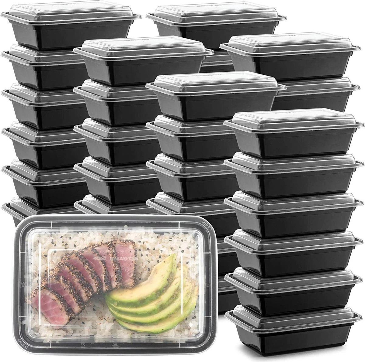 Buxibo - 50 Meal Prep Bakjes - Salade/Lunch Box - Diepvriesbakjes - Vershoudbakjes - Plastic Bakjes Met Deksel - Vershouddoos - Magnetron Vaatwasser Bestendig - 24 Oz/0.7 Liter Inhoud - Herbruikbaar - Kunststof - BPA Vrij - Zwart 9 Buxibo - 50 Meal Prep Bakjes - Salade/Lunch Box - Diepvriesbakjes - Vershoudbakjes - Plastic Bakjes Met Deksel - Vershouddoos - Magnetron Vaatwasser Bestendig - 24 Oz/0.7 Liter Inhoud - Herbruikbaar - Kunststof - BPA Vrij - Zwart - Afbeelding 8