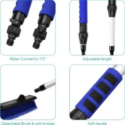 Navaris Telescopische Autowasborstel - Watergevoerde Wasborstel Voor Auto's En Ramen Met Uitschuifbare Lange Handgreep En Zachte Haren - Blauw -Huishoudelijke Winkel 1200x1193