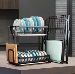 Doogo® Afdruiprek Met Lekbak 2 Laags – Inklapbaar - Muur Hangen Mogelijke - Afwasrek – Met 2 Lekbakken – Extra Accessories Voor Servies En Snijplanken - RVS -Huishoudelijke Winkel 1200x1197 6