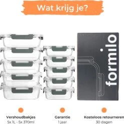 Formilo Meal Prep Bakjes - Lekvrije Vershoudbakjes - Diepvriesbakjes - Luchtdicht - BPA Vrij - Glas - 10 Stuks 15 Formilo Meal Prep Bakjes - Lekvrije Vershoudbakjes - Diepvriesbakjes - Luchtdicht - BPA Vrij - Glas - 10 Stuks -Huishoudelijke Winkel 1200x1197 8