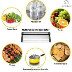 Kitch&Life Afdruiprek Oprolbaar - Mat Zwart - Pannenonderzetter - Afdruipmat - Keukenrek 3-in-1 12 Kitch&Life Afdruiprek Oprolbaar - Mat Zwart - Pannenonderzetter - Afdruipmat - Keukenrek 3-in-1 -Huishoudelijke Winkel 1200x1198 7