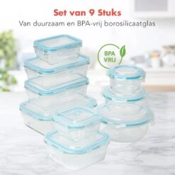 KitchenBrothers Meal Prep Bakjes - Set - Luchtdicht - BPA Vrij - Glas - 9 Stuks -Huishoudelijke Winkel 1200x1200 356
