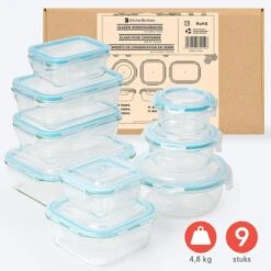 KitchenBrothers Meal Prep Bakjes - Set - Luchtdicht - BPA Vrij - Glas - 9 Stuks -Huishoudelijke Winkel 1200x1200 363