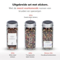 Deleca 24 Glazen Kruidenpotjes - Incl. 3 Soorten Stickers En Strooideksel Set - Voorraadpotten Glas Met Deksel - Kruidenstrooier - 10,5 X 4,3 Cm - Vierkant / 120 Ml -Huishoudelijke Winkel 1200x1200 400