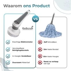 GoScrub® Elektrische Schoonmaakborstel – Elektrische Schrobber - Schrobborstel – Voor Badkamer Of Keuken – Schrobber Met Steel – Luiwagen – Polijstmachine - Poetsmachine Met 10 Opzetstukken -Huishoudelijke Winkel 1200x1200 411