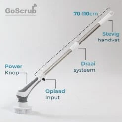 GoScrub® Elektrische Schoonmaakborstel – Elektrische Schrobber - Schrobborstel – Voor Badkamer Of Keuken – Schrobber Met Steel – Luiwagen – Polijstmachine - Poetsmachine Met 10 Opzetstukken -Huishoudelijke Winkel 1200x1200 418