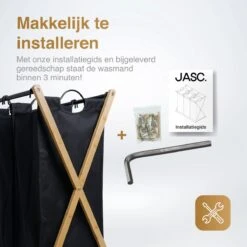 JASC Wasmand 3 Vakken - Wassorteerder - Wasmanden - Zwart - Bamboe - 128 Liter -Huishoudelijke Winkel 1200x1200 432