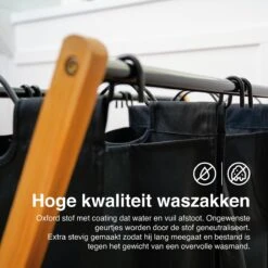 JASC Wasmand 3 Vakken - Wassorteerder - Wasmanden - Zwart - Bamboe - 128 Liter -Huishoudelijke Winkel 1200x1200 433