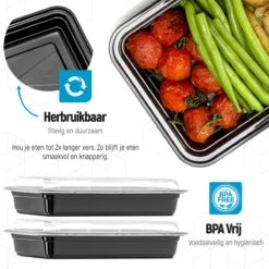 Meal Prep Bakjes - 20 Stuks - 1 Compartiment - Lunchbox - Diepvriesbakjes - Vershoudbakjes - Plastic Bakjes Met Deksel - Magnetron Bakjes Met Deksel - Meal Prep - Vershouddoos - 1L - BPA Vrij - Fitcrafters -Huishoudelijke Winkel 1200x1200 438
