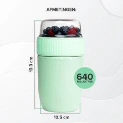 Coninx Yoghurtbeker To Go - Muesli Beker To Go - Lunchbeker - Mueslibeker 640ml (450ml+190ml) - Groen -Huishoudelijke Winkel 1200x1200 465