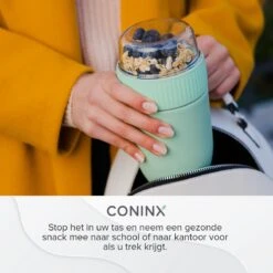 Coninx Yoghurtbeker To Go - Muesli Beker To Go - Lunchbeker - Mueslibeker 640ml (450ml+190ml) - Groen -Huishoudelijke Winkel 1200x1200 469