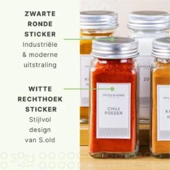 36 Glazen Kruidenpotjes Vierkant Met Deksel - Kruidenstrooier - Complete Set Met Strooideksels, Voorbedrukte Stickers En Trechter - Inhoud 120 Ml - 10,5 X 4,3 Cm -Huishoudelijke Winkel 1200x1200 511