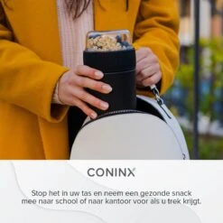 Coninx Yoghurtbeker To Go - Muesli Beker To Go - Lunchbeker - Mueslibeker 640ml (450ml+190ml) - Zwart -Huishoudelijke Winkel 1200x1200 597