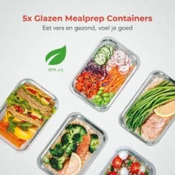 KitchenBrothers Meal Prep Bakjes - Set - Luchtdicht - BPA Vrij - 1L - Glas - 5 Stuks -Huishoudelijke Winkel 1200x1200 632