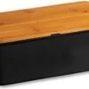 Melamine Broodtrommel Met Bamboe Snijplank | Brood Bewaar Doos Met Hoge Kwaliteit Bamboe Snij Plank | Met Bamboe Deksel, Te Gebruiken Als Brood Snijplank | Afm. 34 X 18 X 14 Cm. | Kleur Brood Trommel: ZWART -Huishoudelijke Winkel 1200x731 1