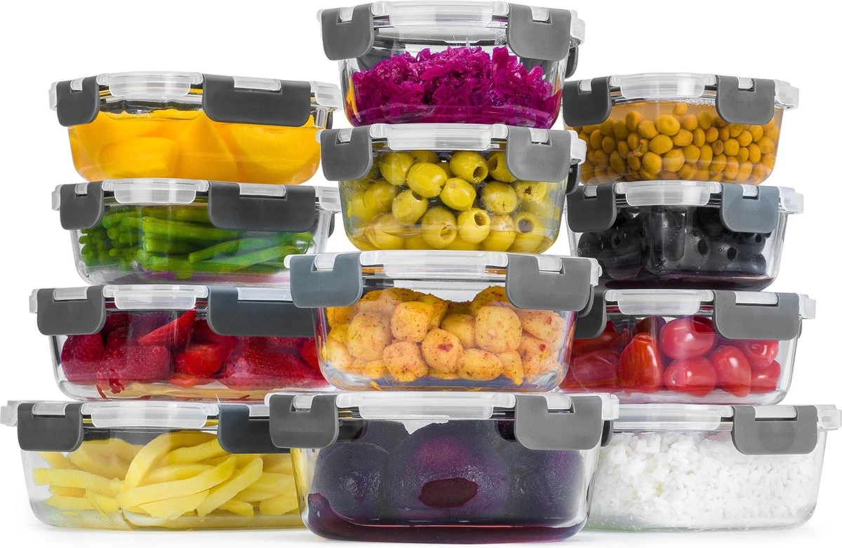 Vershoudbakjes - Meal Prep Bakjes - Diepvriesbakjes - Vershouddoos - Vershoudbakjes Set - Glas - 12 Stuks - BPA Vrij - Stosh 3 Vershoudbakjes - Meal Prep Bakjes - Diepvriesbakjes - Vershouddoos - Vershoudbakjes Set - Glas - 12 Stuks - BPA Vrij - Stosh