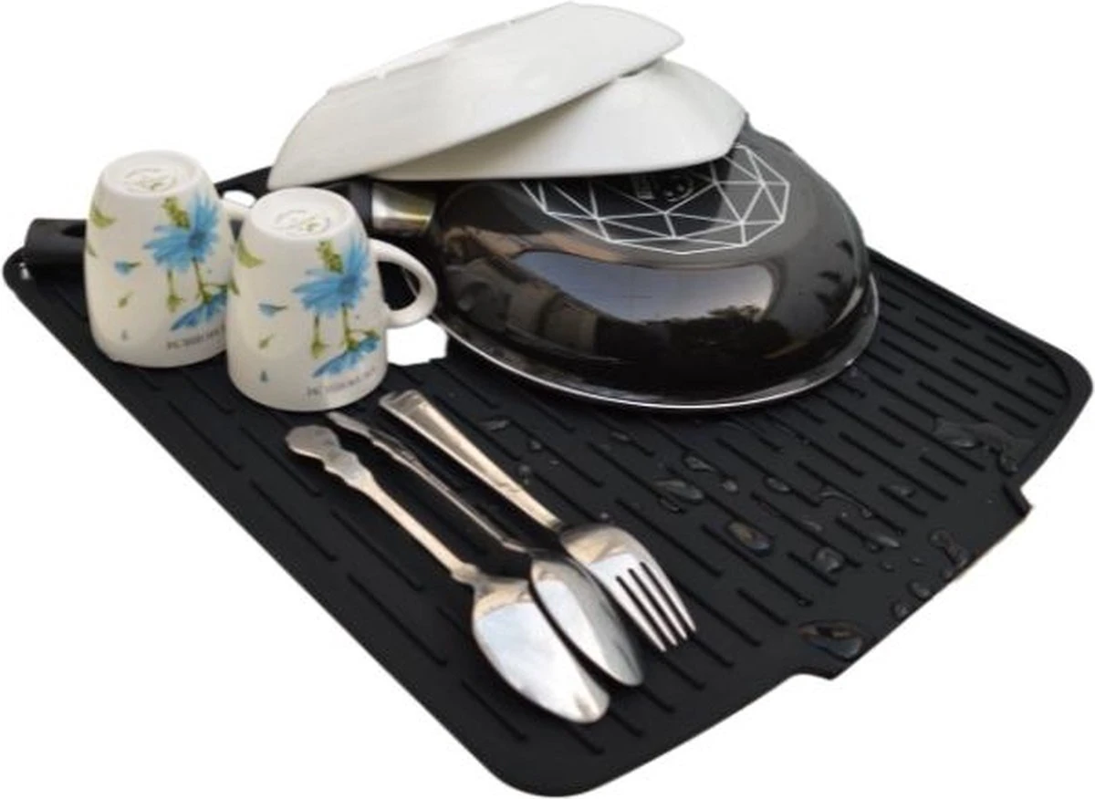 HOMYHON Afdruipmat -Afdruipmat Siliconen -Pannenonderzetter- Antislip -Hittebestendig - Aanrecht Mat -Siliconen Mat - 40 X 46 Cm - Zwart 5 HOMYHON Afdruipmat -Afdruipmat Siliconen -Pannenonderzetter- Antislip -Hittebestendig - Aanrecht Mat -Siliconen Mat - 40 X 46 Cm - Zwart - Afbeelding 3