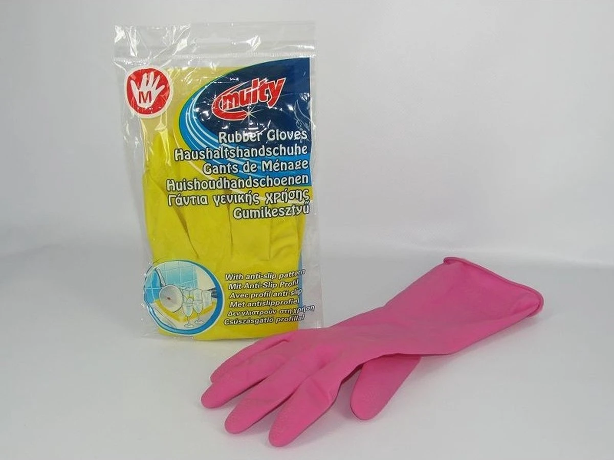 Multy Luxe Huishoudhandschoenen Maat M - Natuurlatex Met Katoenen Vlokvoering - Anti Slip - Rubberen Handschoenen - Waterdicht - Natuurlijk Latex - Maat M 6 Multy Luxe Huishoudhandschoenen Maat M - Natuurlatex Met Katoenen Vlokvoering - Anti Slip - Rubberen Handschoenen - Waterdicht - Natuurlijk Latex - Maat M - Afbeelding 4