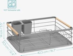 Navaris Afdruiprek Met Uitneembare Bestekhouder - Afwasrek Met Losse Lekbak - Vaatwasrek Met Plateau - Voor Bestek, Borden, Schalen En Pannen -Huishoudelijke Winkel 1200x930