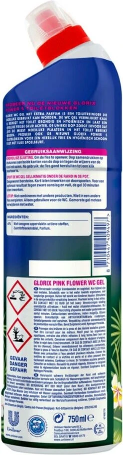 Glorix WC Powergel Toiletreiniger Pink Flower - 6 X 750 Ml - Voordeelverpakking -Huishoudelijke Winkel 324x1200