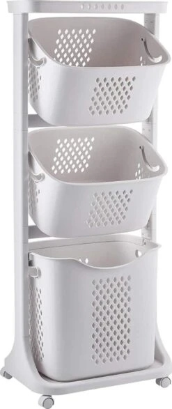 Sens Design Wassorteerder – Wasmand Met 3 Vakken - Op Wieltjes