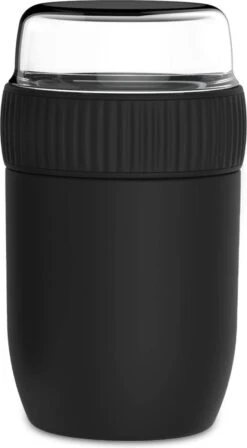 Coninx Thermos Lunchbox - Muesli Beker To Go - Isoleer Lunchpot - Yoghurtbeker To Go - Mueslibeker 840ml (600ml+240ml) - RVS / Zwart -Huishoudelijke Winkel 662x1200