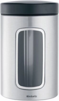 Nieuwe uitgaven 12 Brabantia Voorraadbus - 1,4 L - Matt Steel Fingerprint Proof / Matt Black Deksel - Met Venster