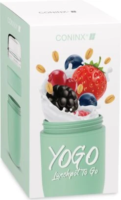 Coninx Yoghurtbeker To Go - Muesli Beker To Go - Lunchbeker - Mueslibeker 640ml (450ml+190ml) - Groen -Huishoudelijke Winkel 729x1200