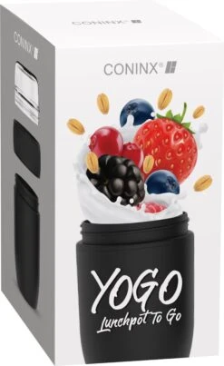 Coninx Yoghurtbeker To Go - Muesli Beker To Go - Lunchbeker - Mueslibeker 640ml (450ml+190ml) - Zwart -Huishoudelijke Winkel 735x1200