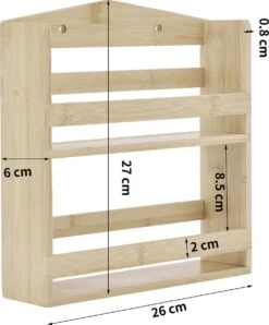 ACAZA Ophangbaar Kruidenrek Met 10 Glazen Kruidenpotjes, Spice Rack, Keuken Rek, Kruiden Organizer Voor Specerijen, Peper, Zout, 26 Cm Breed, Bamboe -Huishoudelijke Winkel 995x1200 2